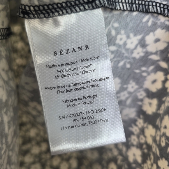 Sezane Pippa Dress Short Mini Madison Print Black Floral Size Medium New - Picture 6 of 8